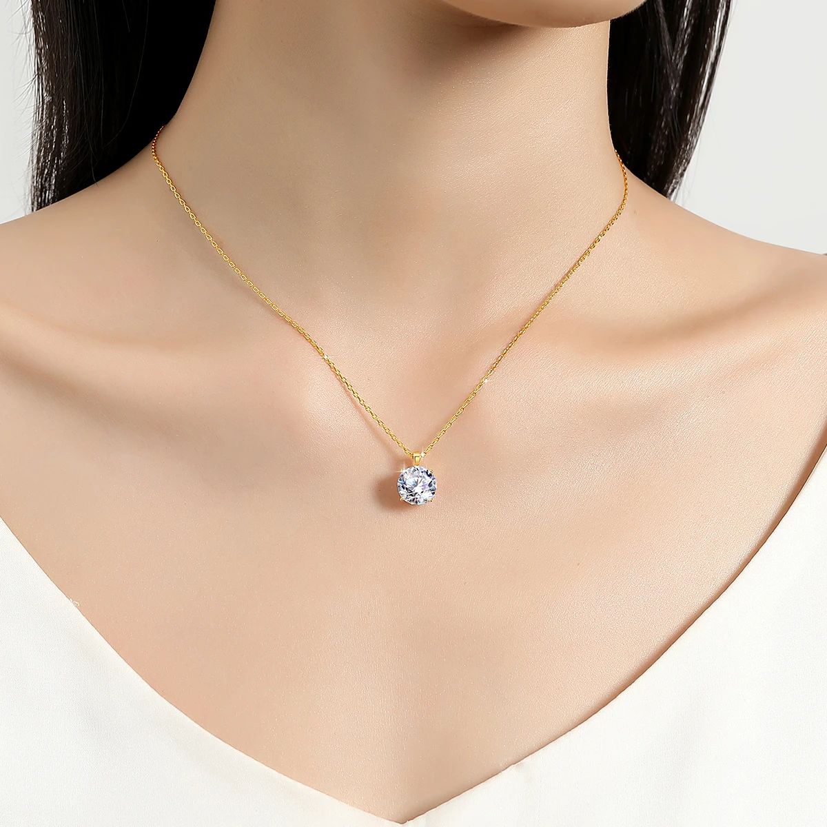 Classic 4 Claws 14k Gold Necklace 1ct 2ct 3ct AU585 K Gold Pendant Luxury Wedding Gift Jewelry With Certificate Factory Price