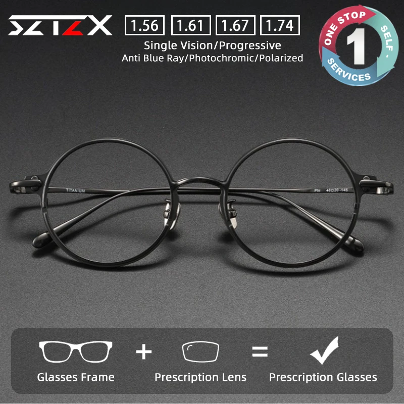

Очки для чтения SZTZX Retro: легкие, с защитой от синего света, гипоаллергенные, из чистого титана, круглые, прогрессивные