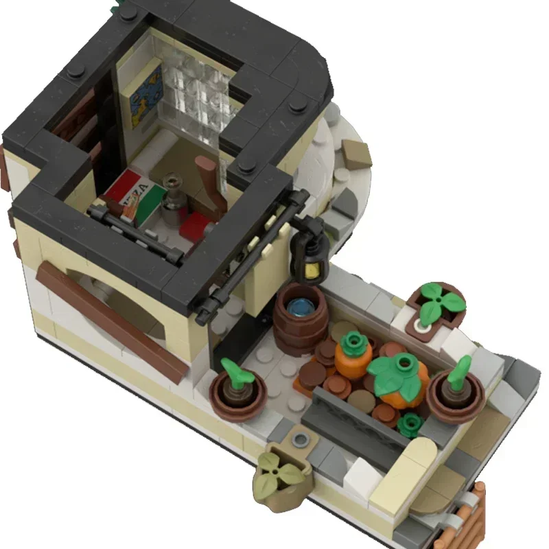 Stadt Street View Modell Moc Gebäude Ziegel Ecke Musik Shop Technologie Modulare Blöcke Geschenke Weihnachten Spielzeug DIY Sets Montage