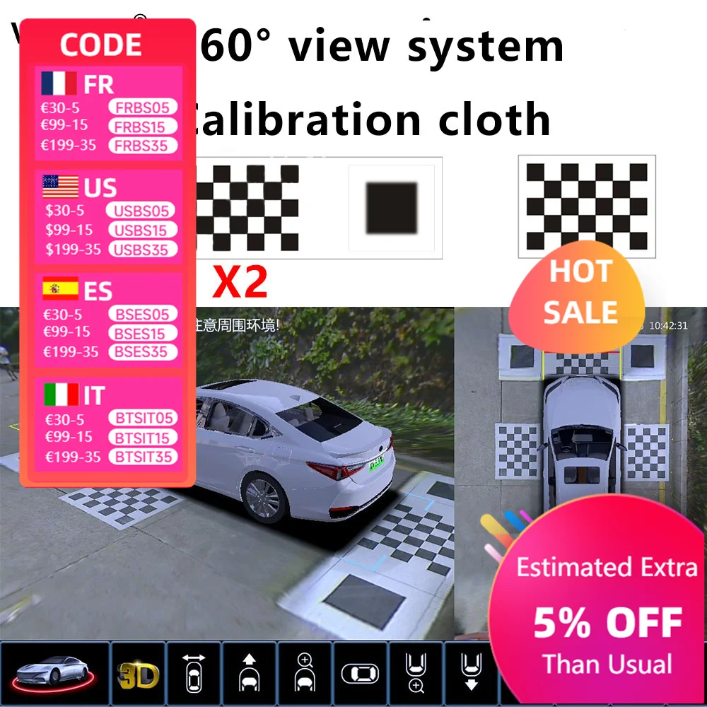 

Debugging cloth correction cloth for 360 panoramic surround-view image system for automobil for Car 360 ° panoramic image system