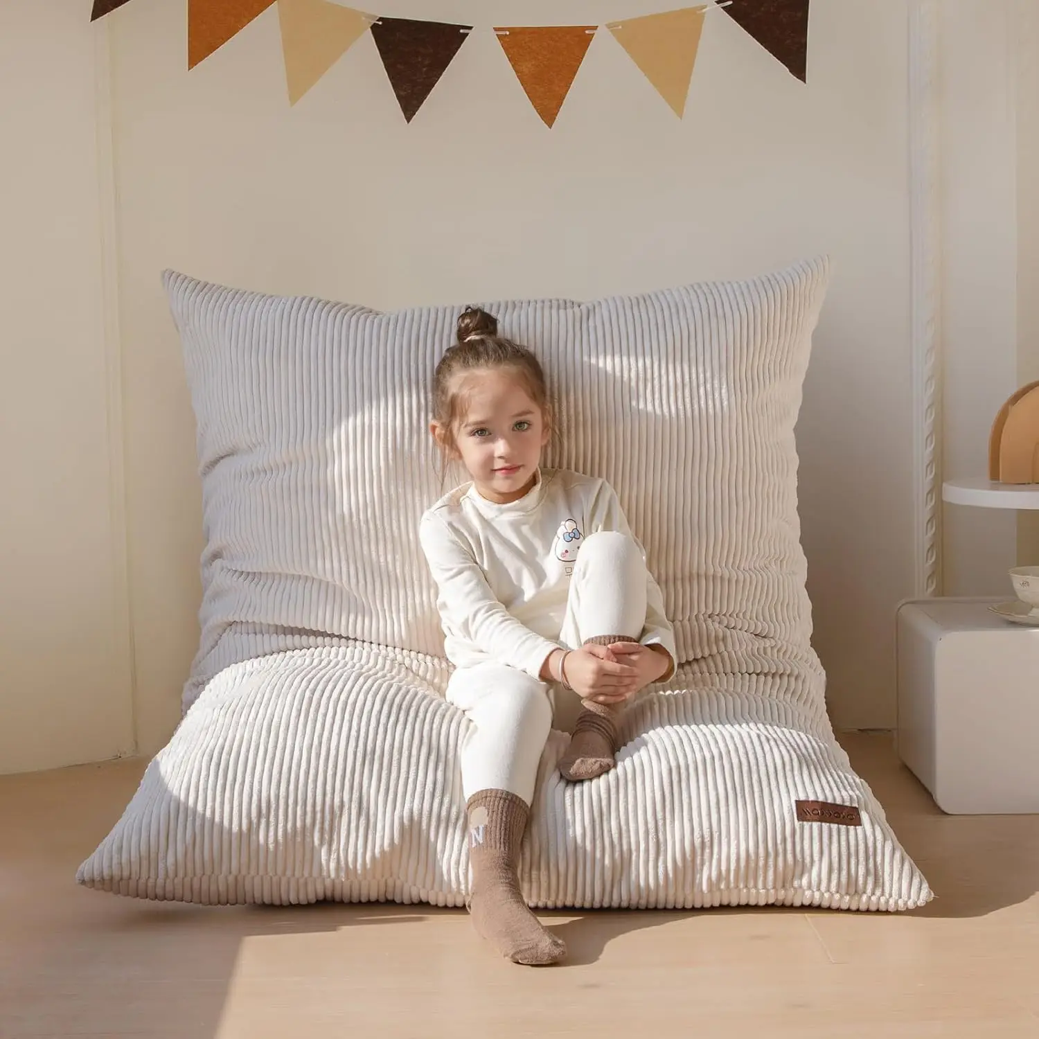 

3-in-1 Kids Bean Bag Chair Bed, Convertible Floor Sofa for Gaming and Reading with High-Density Foam