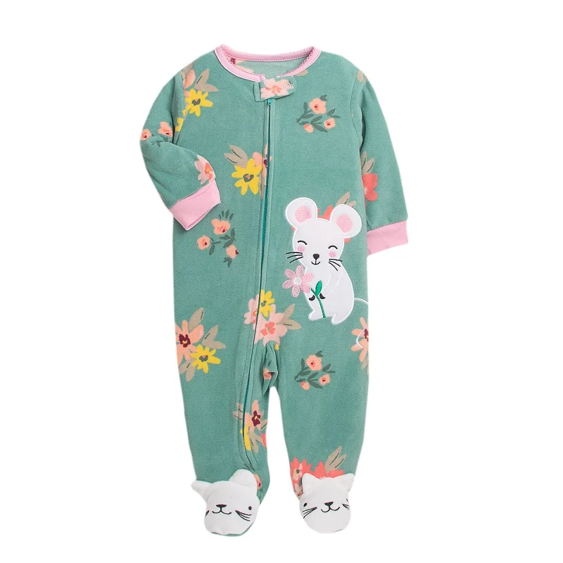 Footed Warm Baby Rompers 2023 Spring Fall Micro Polar Fleece Hot Baby Pajamas jumpsuits Infant baby boy girl sleepwear 0/3-12M