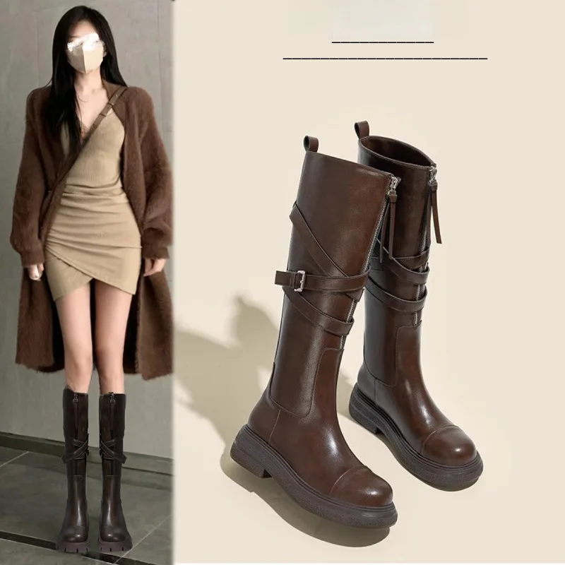

Brown High-Tube Boots Women's Knight Boots 2026 Autumn New England Sle Slim High-Tube Long Boots Faionable Korean Version