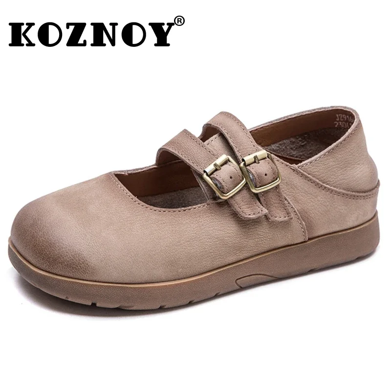 Koznoy 2.5cm Suede Cow Genuine Leather Spring Vulcanize Chunky Sneaker Wome Flats Loafer High Brand Platform Wedge Autumn Shoes