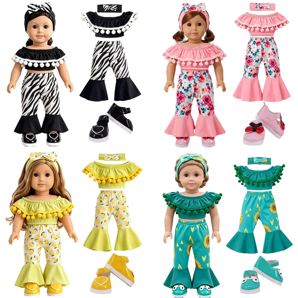Pop Vacation Leisure Flared Pants Outfit For 43cm Baby Doll Clothes Accessories&18Inch American Doll Our Generation Girl's Toys