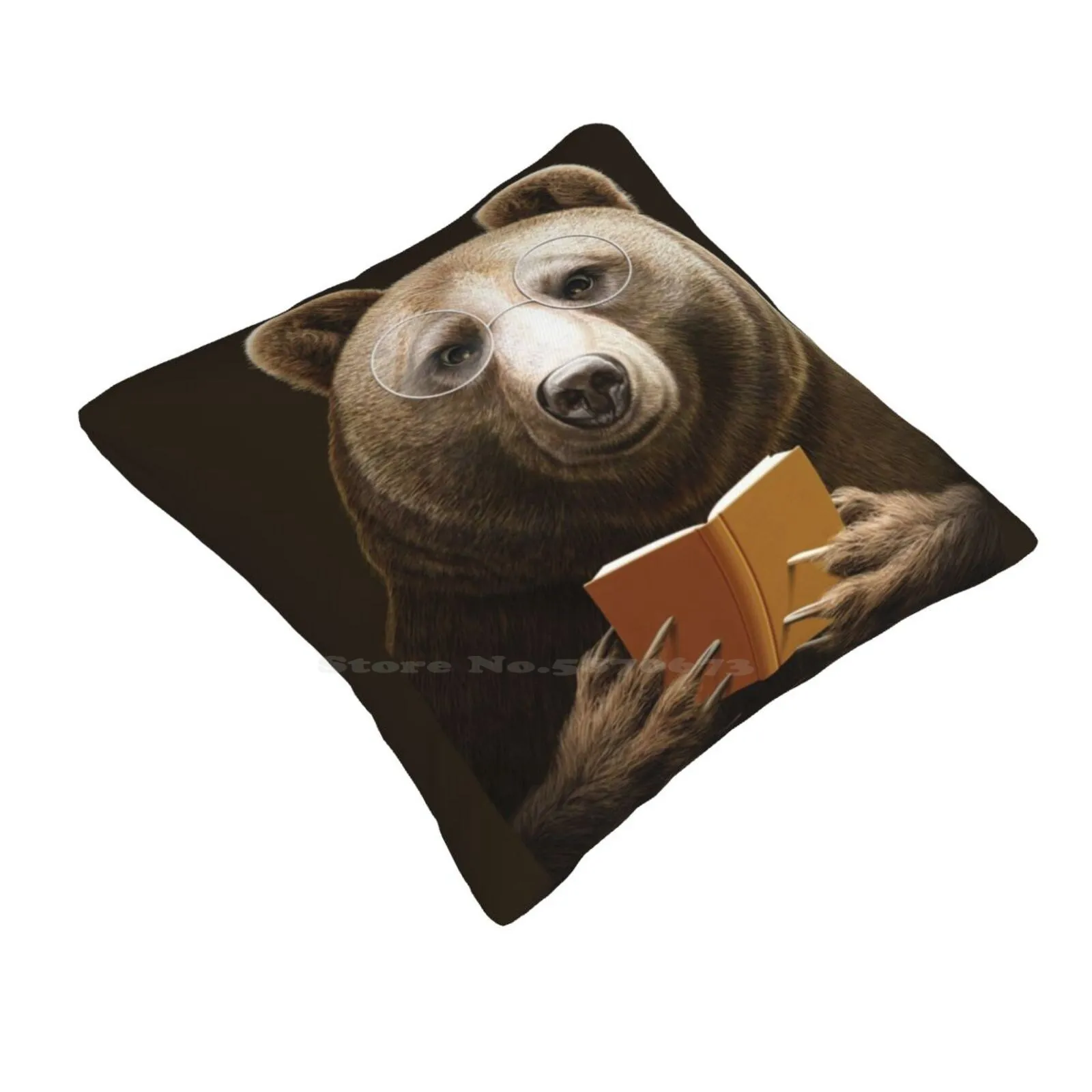 Bear Reading A Book Pillow Cover Hug Pillowcase Lovers Valentine Animals Pets Bear Brown 2B1B00 Mammals