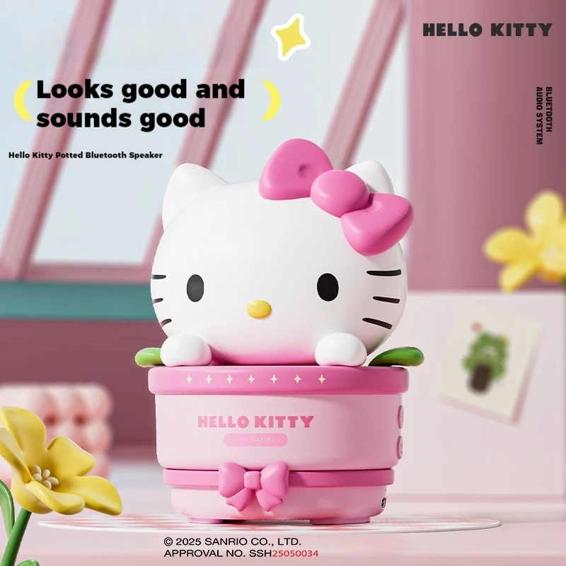 

Hello Kitty Bluetooth-динамик в горшке Hi-Fi звук стерео объемный настольный орнамент аниме периферия Cartnoon Model подарки-сюрпризы