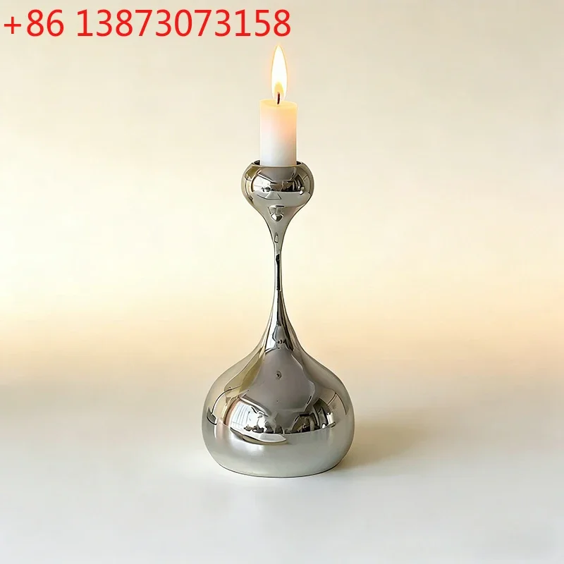 Modern Metal Candle Holders Silver Droplet Modelling Candle Stands Dining Room Candlelight Dinner Luxury Home Decorations