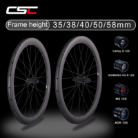 CSC Disc brake Cyclocross carbon bike Wheels 30mm width 35mm/40mm/45mm/50mm/58mm Tubeless Carbon Fiber Wheelset Gravel bicycle