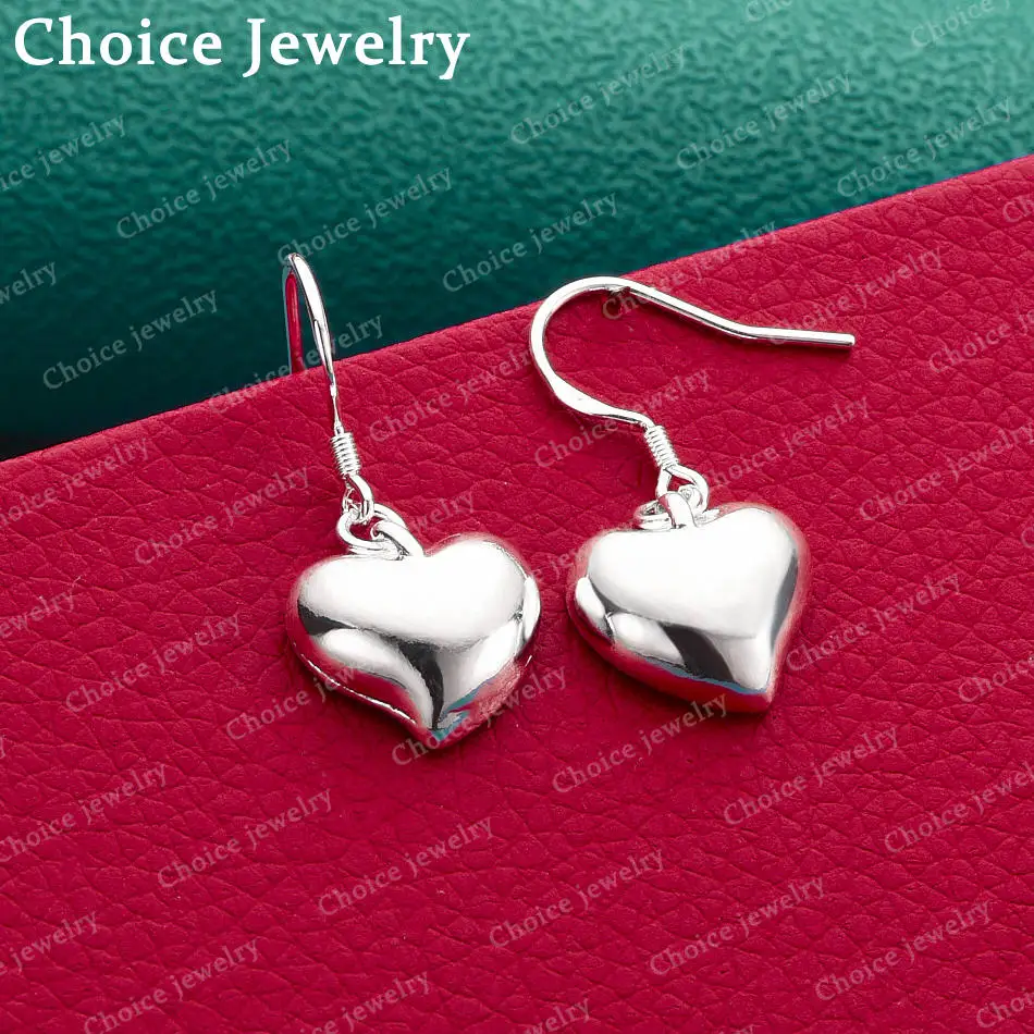 925 Sterling Silber Liebesherz-Tropfenohrringe für Frauen, Hochzeit, Verlobung, Mode, Party, Schmuck, Braut, hübsche Accessoires