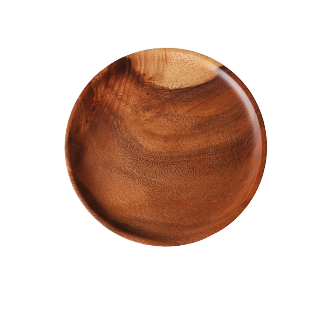 

Wooden Round Fruit Plate Bread Bread Tray Snack Saucer Dessert Plates Food Serving Platter Kitchen Bar Supplies