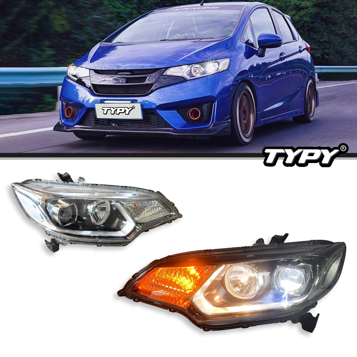 

TYPY Car Lights For Honda Fit 2014-2020 Headlight LED Projetor head Lamp Daytime Running Light Automotive Accessories