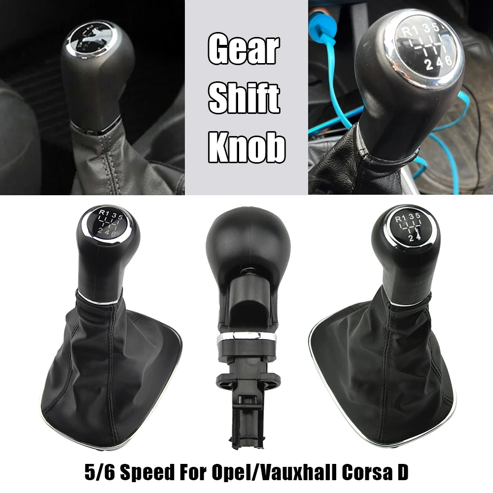 5/6-Gang-Schaltknauf mit Schaltsack-Abdeckung in Schwarz, passend für Opel Corsa D 2006 2007 2008 2009 2010 2011 2012 2013 2014 – Detail 4