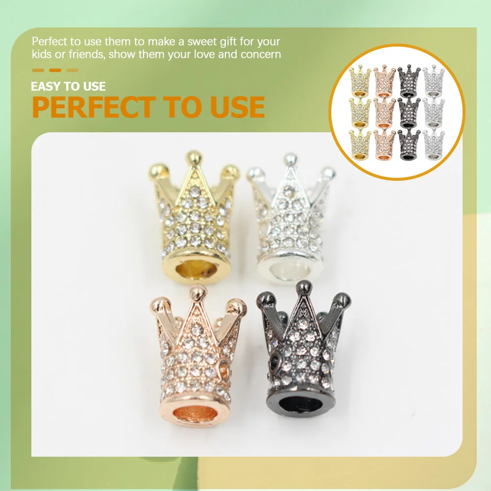 

12Pcs Crowns Jewelry Beads Rhinestone Charms for Necklace Bracelet Handmade Craft Accessories Gift Making Crowns Beads