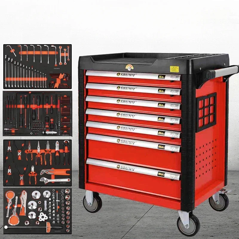 Professional Screwdrivers Tool Cabinet Wheeled Large Trolley Organizer Workshop Mechanical Tool Cabinet Garage Tool Arrangement
