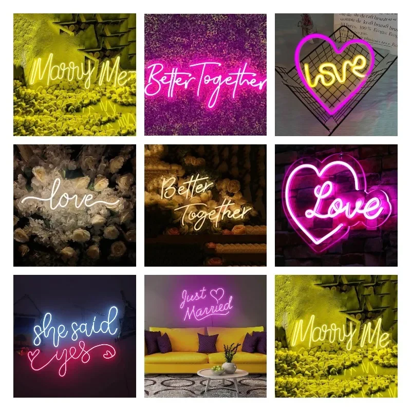 Custom Wedding Phrase Logo LED Neon Sign Neon Lights Wall Decor for Engagement Proposal Confession Anniversary Creative Gift