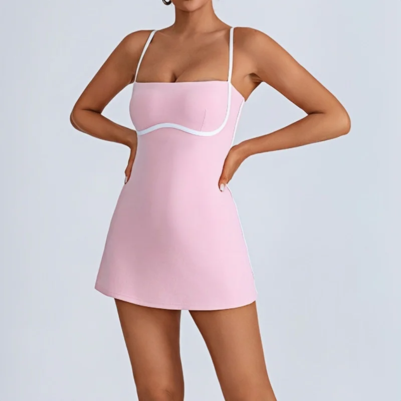 New Tennis Skirt Sports Fitness High Elastic Breathable Golf Badminton Outdoor Workout Gym Yoga Anti-light Yoga Dress for Women image 6