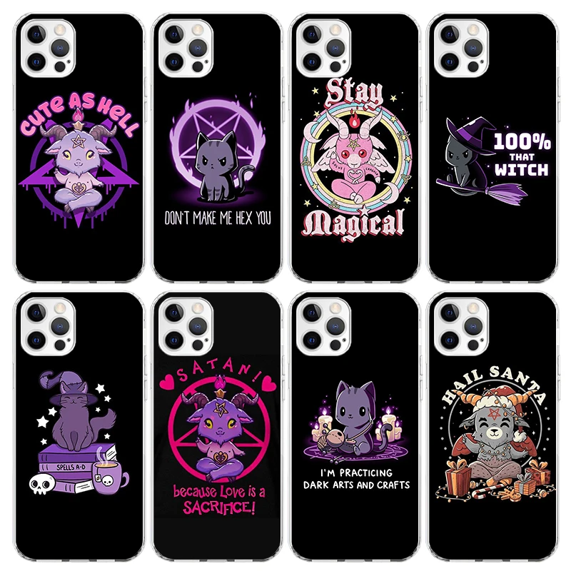 Cute Hell Hail Satan Evil Cat Phone Case for Apple iPhone 16 15 14 Plus 13 12 Mini 11 Pro Max X XR XS 7 + 7G 8G SE 2020 Soft Cov