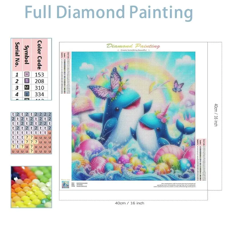 CHENISTORY 5d Diy Diamond Painting Animal Dolphin Kit Full Mosaic Landscape Home Decorative Rhinestone Pictures