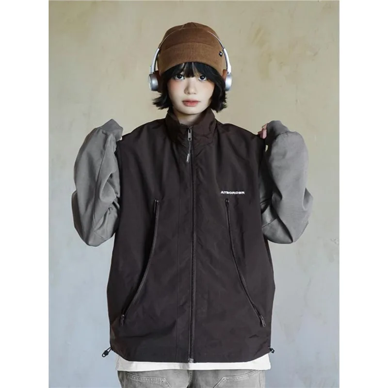 Unisex Outwear Vest 2026 Spring Autumn Camping Fishing Vest Vintage Techwear Style Stand Collar Loose Versatile Layered Cargo