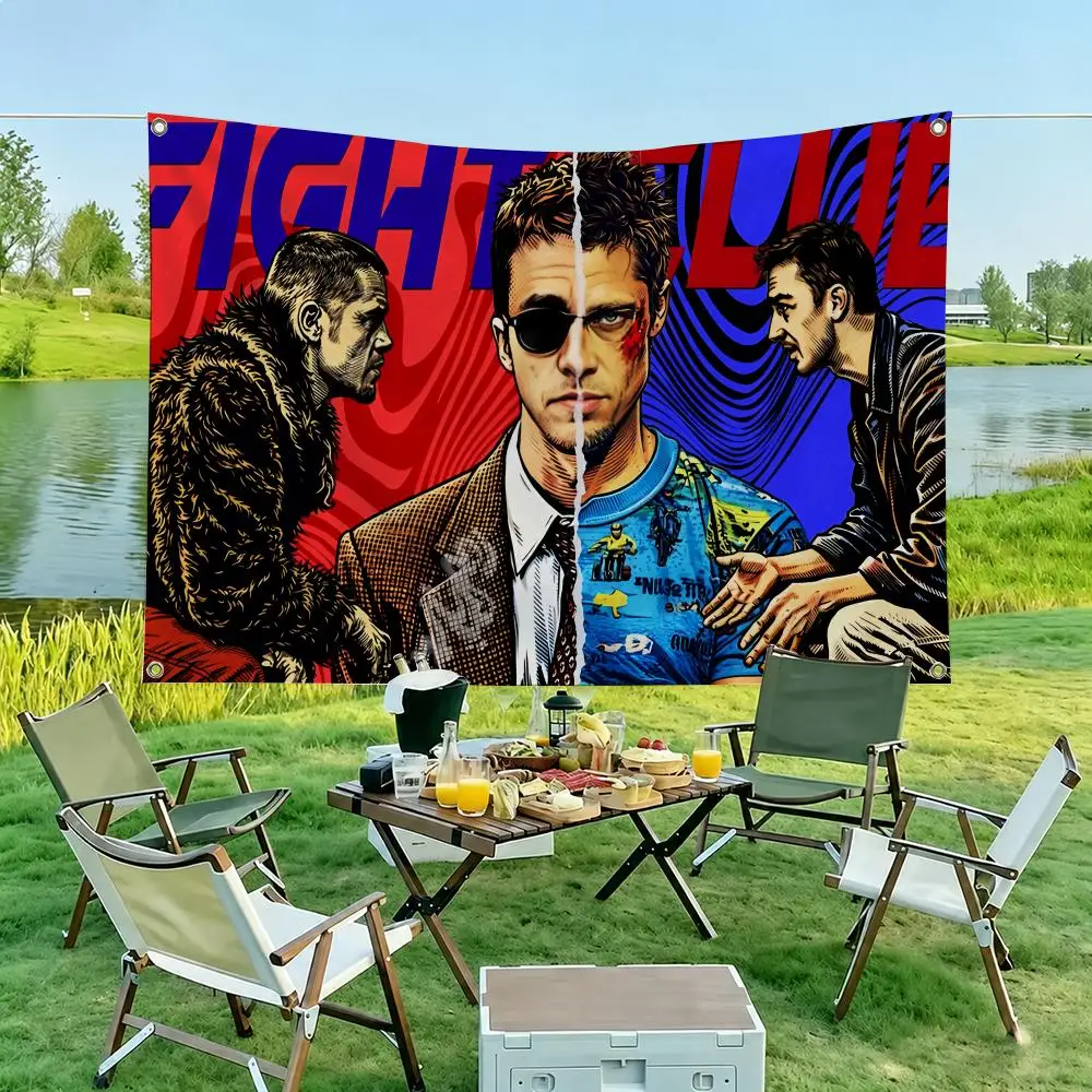 Movie F-Fight Club Flags Wall Art Backdrop: Camping Outdoor Garden Bedroom Party Decor Family Gifts