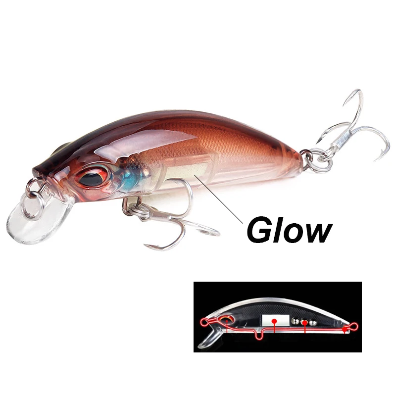 YUCONG 1PC Laser Minnow Bait 7cm-11g Luminous Fishing Lure Artificial Hard Bait Diving Crankbait Wobbler Lure Glow Pesca Isca