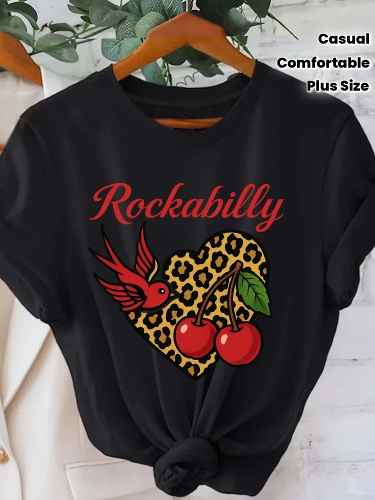 

Женская футболка больших размеров с короткими рукавами в стиле рок-ретро с леопардовым принтом в форме сердца весна/лето/осень модная футболка ваш лучший выбор