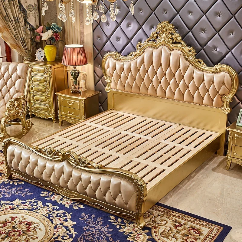 

Wood Nordic Luxury Double Bed Frame High End Glamorous Modern Aesthetic Bed Frame Sleeping Letti Matrimoniali Bedroom Furniture