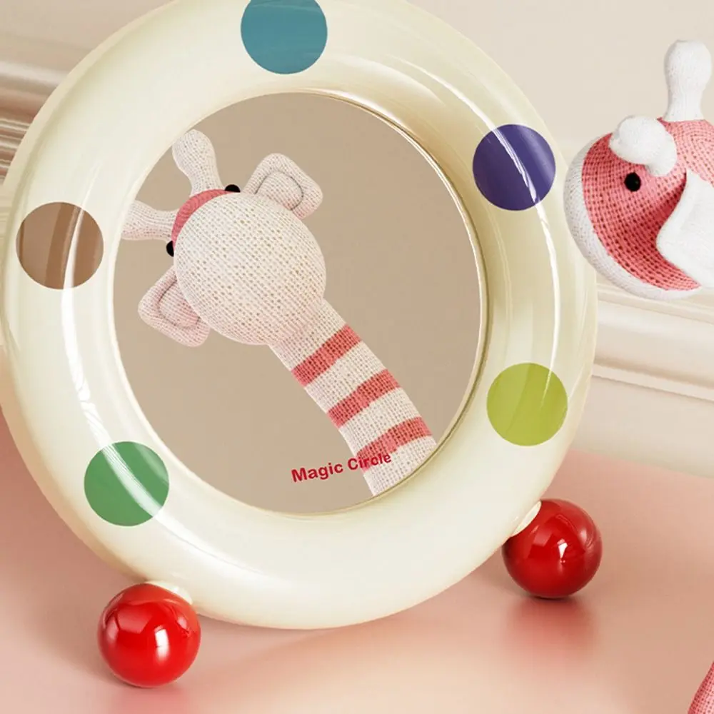 Fashion Round Desktop Makeup Mirror Dopamine with Adjustable Bracket Cosmetic Mirror Vertical Vanity Mirror Bedroom Decoration