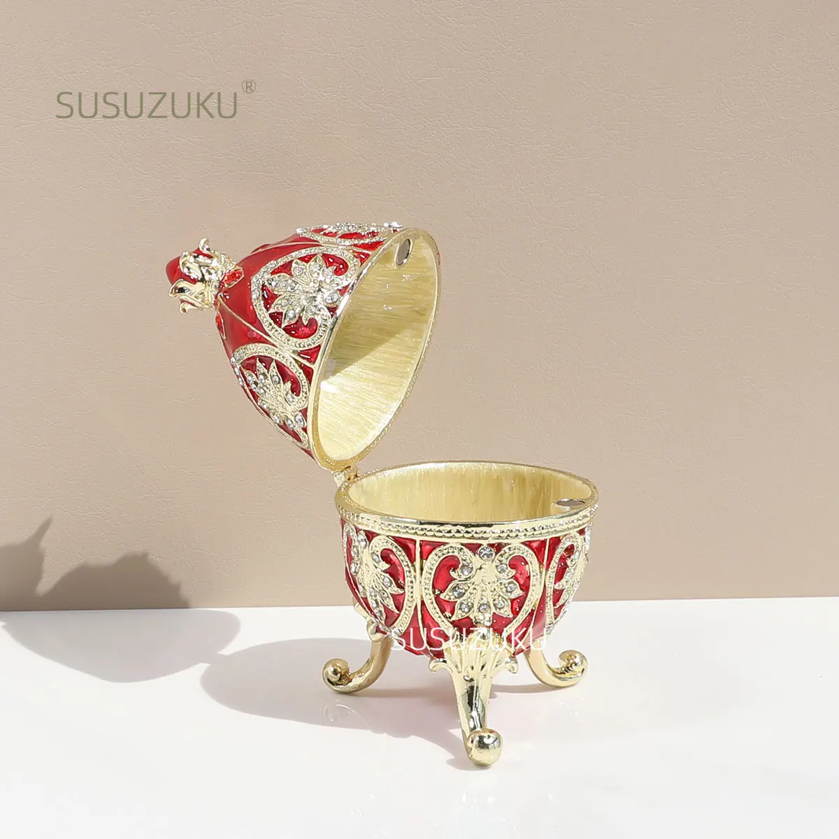 Hand Painted Enameled Faberge Egg Style Trinket Box