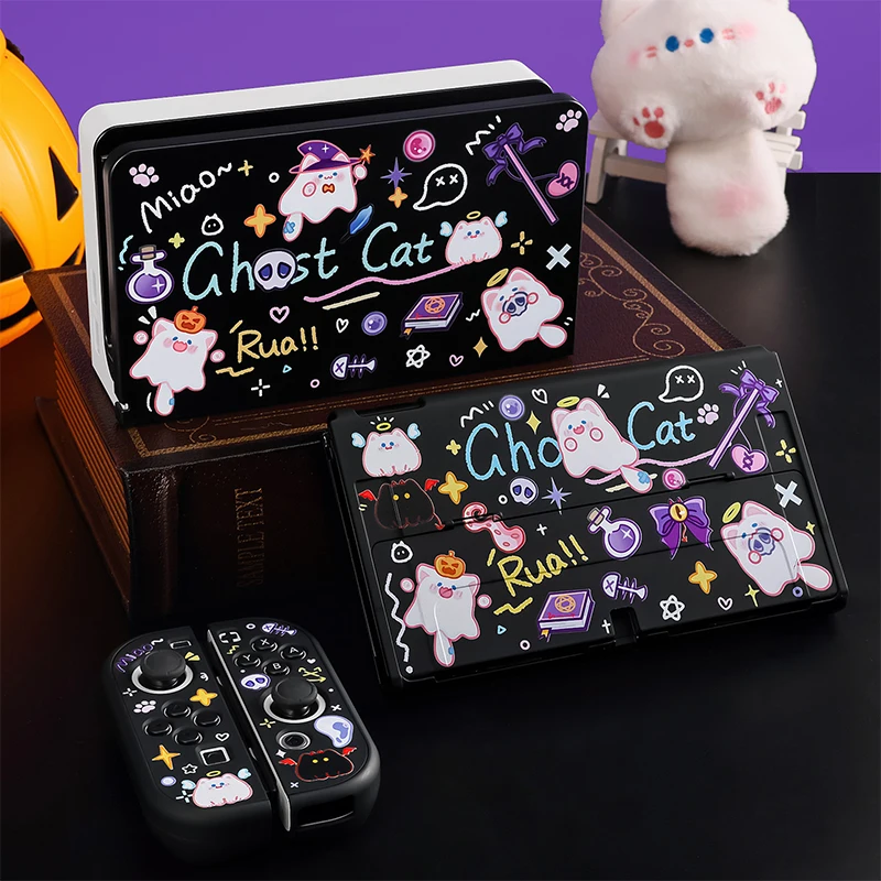 

Black Ghost Painting Case For Nintendo Switch OLED Hard PC Shell Protective Cover Accessories Kit for Nintendo Switch Console