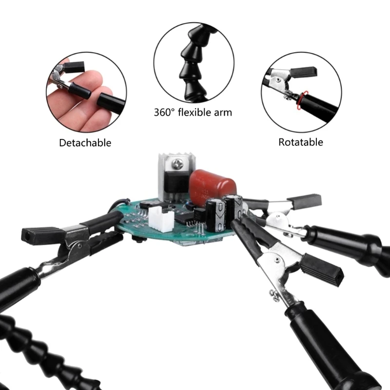 Helping Hands Soldering Third Hand Tool Soldering Aid 3Flexible Gooseneck Arms with Clips for Soldering Crafts Repair