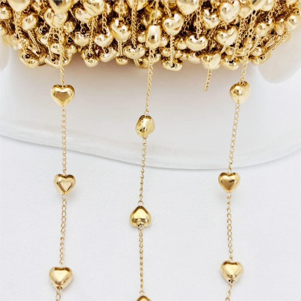 1 متر 6 مللي متر CCB القلب ستار حبة النحاس سلسلة ل سوار قلادة خلخال نظارات مكافحة زلة سلاسل DIY بها بنفسك اليدوية صنع المجوهرات #4