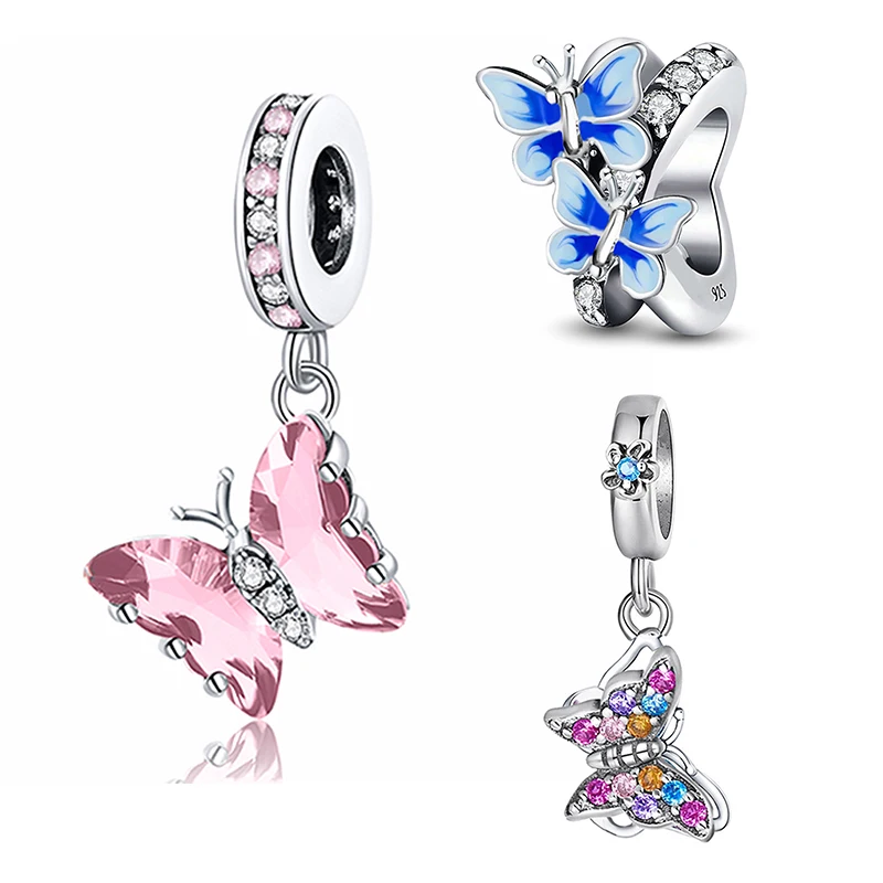 925 Sterling Silver Colorful Butterfly Series Fit Diy Bracelet Necklace Making Gift Of High Quality Fine Jewelry