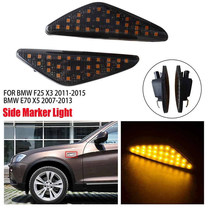 Fit For BMW X3 F25 X5 E70 X3 E71 63137171007/8 Dynamic LED Light Amber Side Indicator Assembly Marker Repeater 2pcs