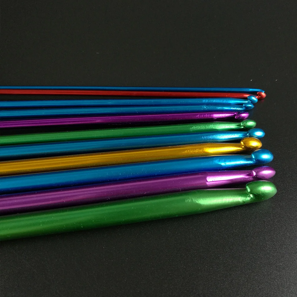 11pcs Multicolour Aluminum TUNISIAN / AFGHAN Style Single Pointed Yarn Weave Craft Crochet Hooks Needles 2mm-8mm