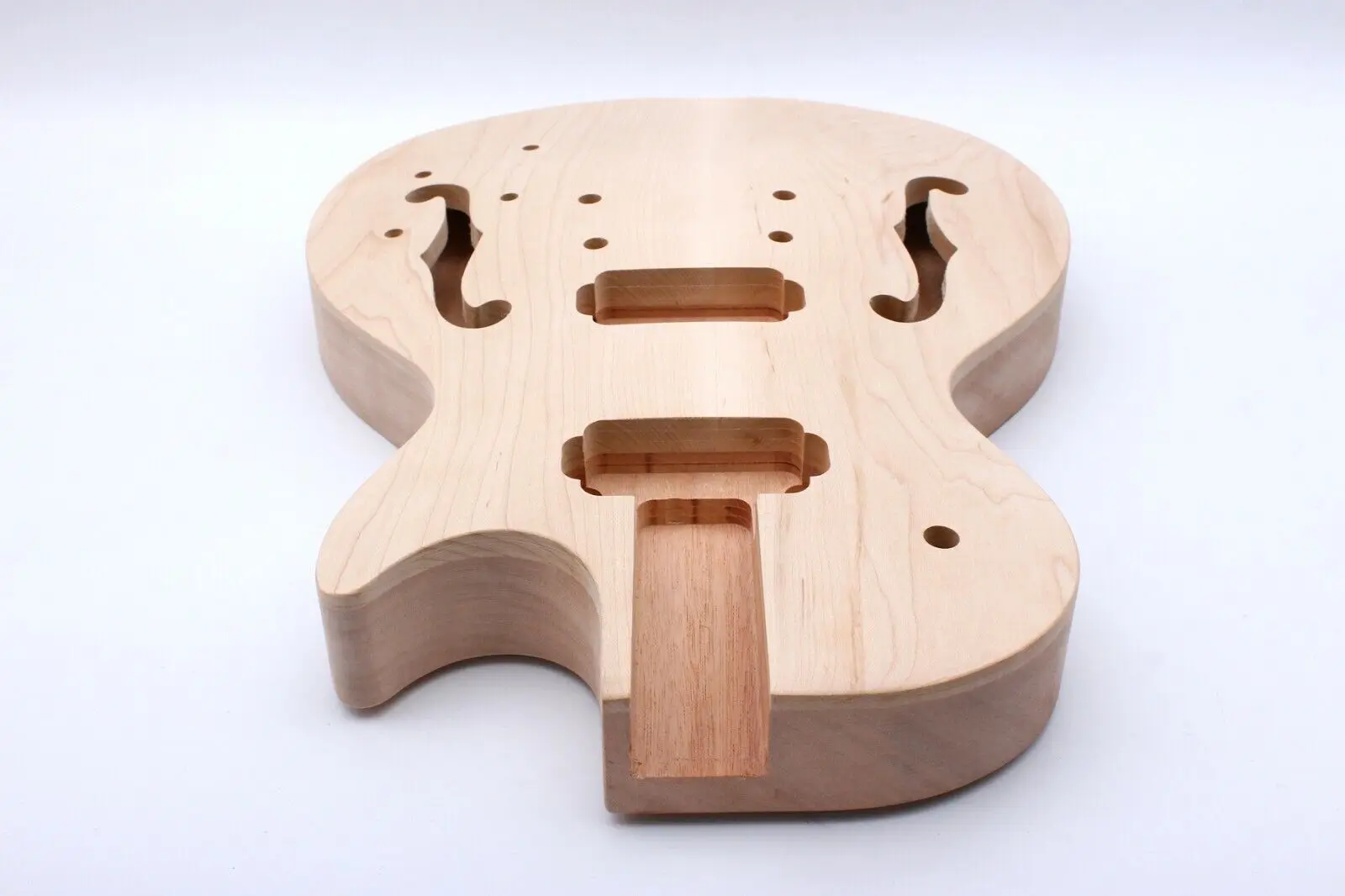 Yinfente Fit DIY Semi Hollow Electric Guitar Body Maple Top Replacement Body P90 Pocket Glue in Back Undrilled Unfinished