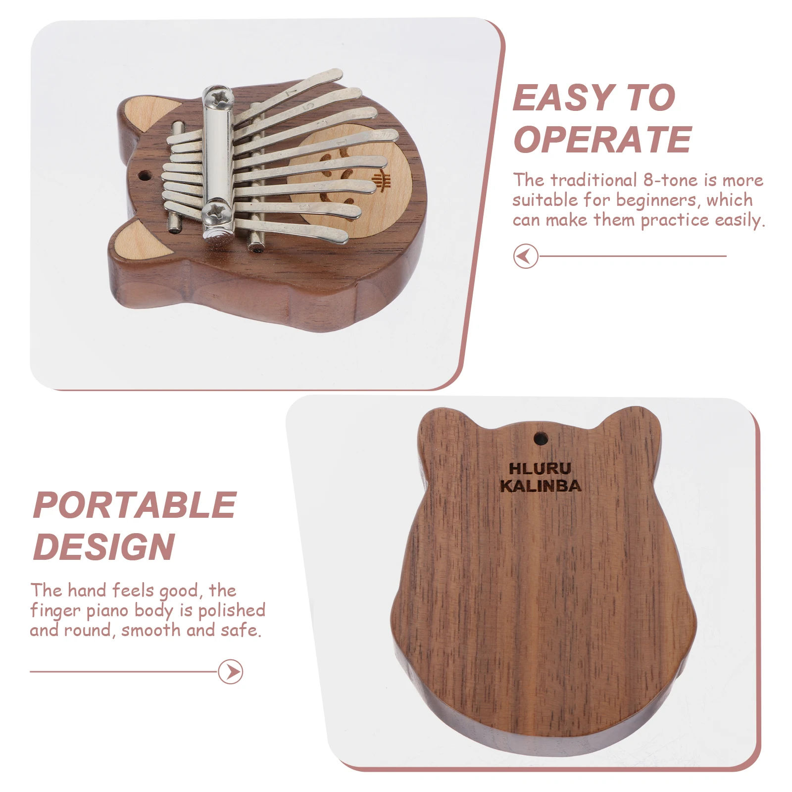 

8-Tone Thumb Piano Kalimba for Home Use Creative Small Music Instrument Beginner Friendly Polished Round Body Clear Bright Tone
