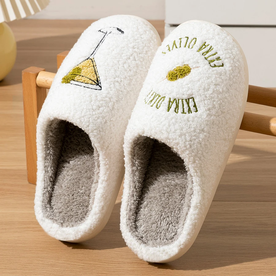 Fashion Cute Cup Pattern Women's Winter Slippers Indoor Warm Soft Sole Comfortable Bedroom Casual Couple Home Shoes image 3