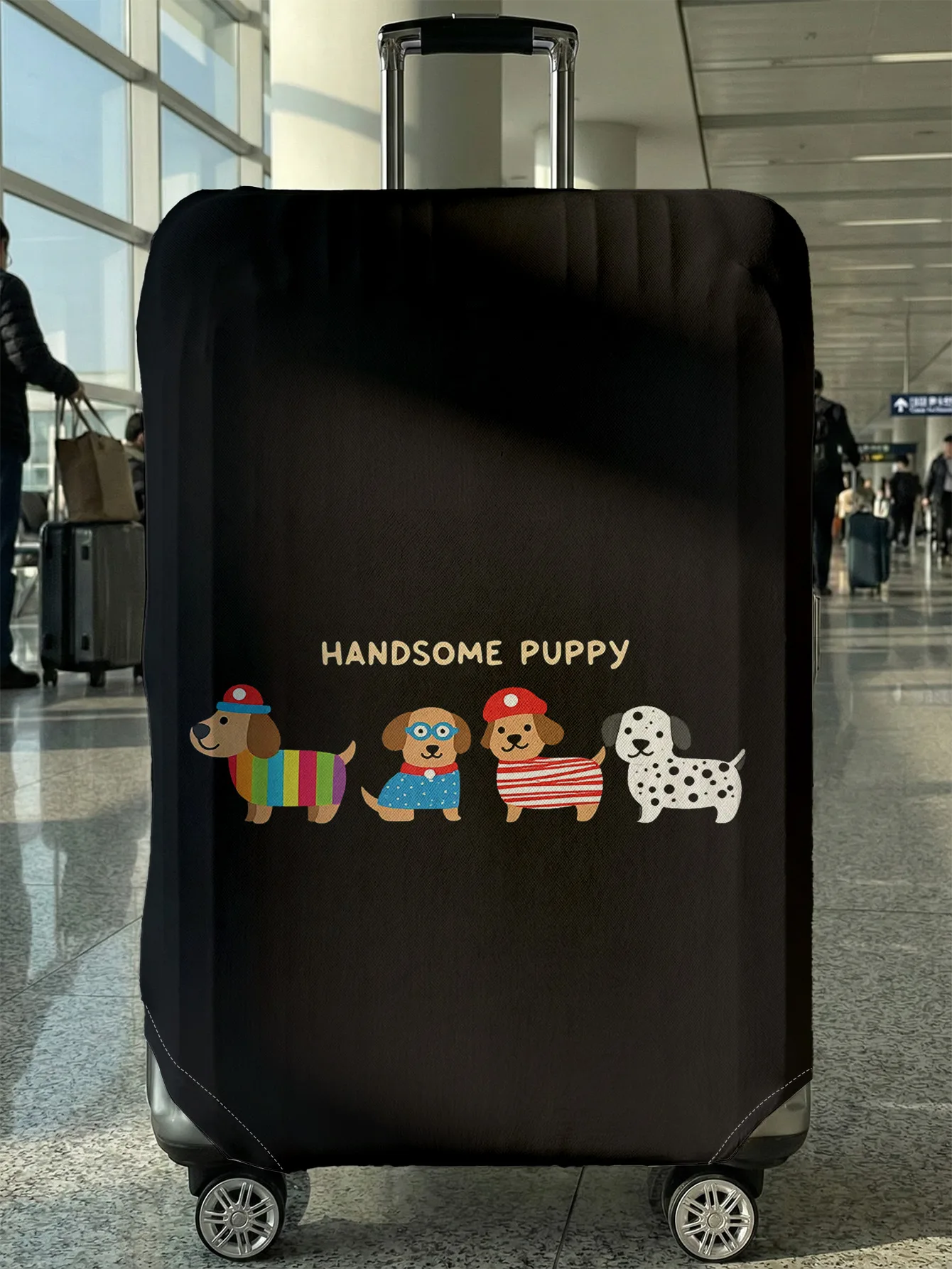 

Dachshund family luggage protection cover, suitable for 18-32 inch luggage covers, luggage handle gloves, travel accessories