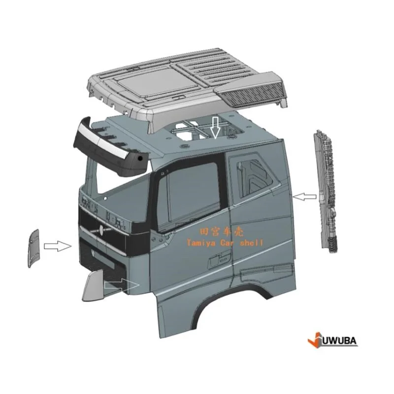 RC 1/14 Low-Top-Kit Modifizierte Karosserie für Tamiya Hydraulikbagger Lader Muldenkipper für MAN VOLVO Anhänger Kipper DIY-Teile – Detail 5