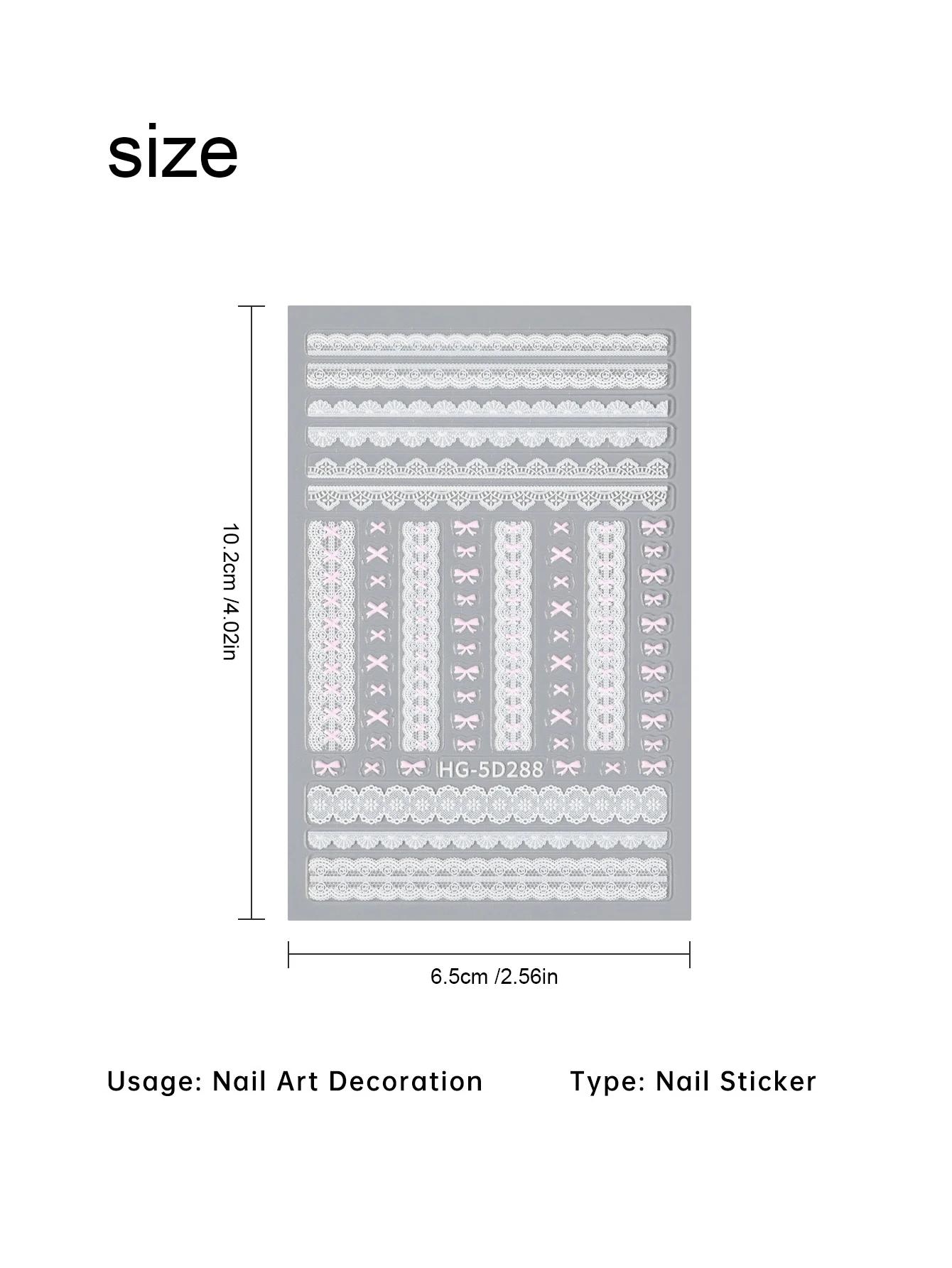 Autocollants pour ongles en dentelle et dentelle pure 5d en relief, autocollants pour ongles de dessin animé doux et frais avec plusieurs Styles et couleurs comme décorations