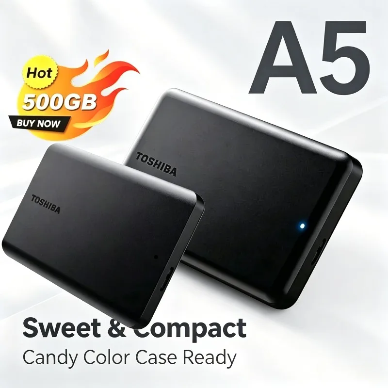 

For Toshiba A5 Series Small Black Portable 500GB Hard Drive High-Speed USB 3.2 Gen1 External Data Storage Compatible For Mac OS