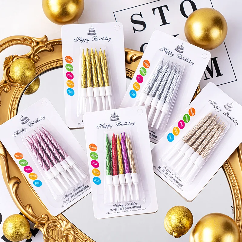 10pcs/Box Mini Threaded Style Decorative Holiday & Wedding Candles,  For Dining Room, Proposal, Birthday, Graduation