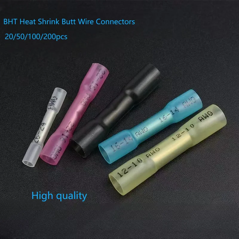 20/50/100/200PCS AWG 24-10 0.3-6.0mm2 Waterproof Insulated Automobile Wire Cable Crimp Terminals Heat ShrinkButt Wire Connectors