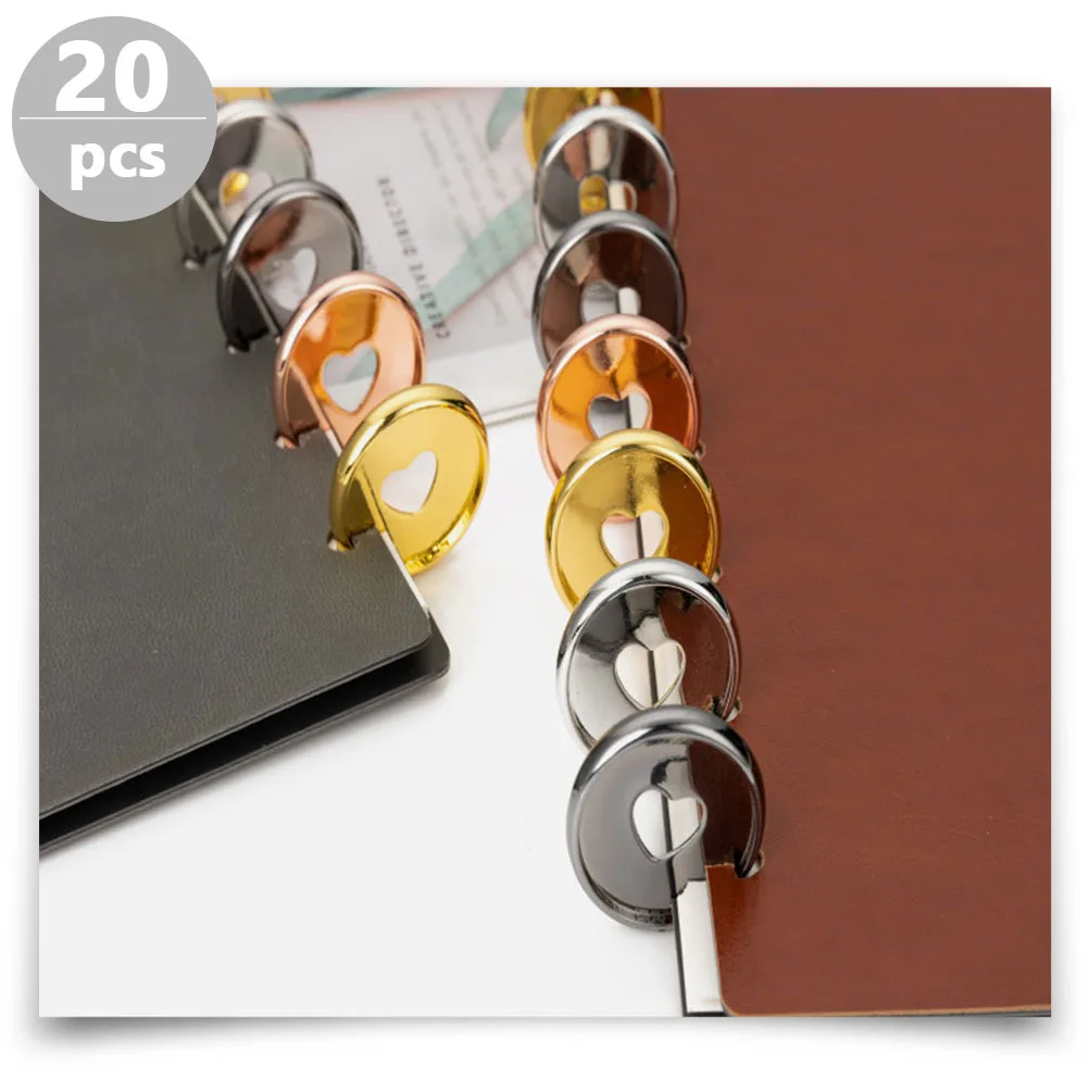 

20Pcs ABS Plastic Heart Binder Discs Lightweight Smooth Flexible Rings for Notebook Document Classification Planner Binding Tool