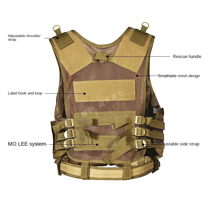 2024 Military Tactics Outdoor Training Breathable Vest Police Special Police Duty Molle Live Cs Air Gun Colorful Bullet Clothing