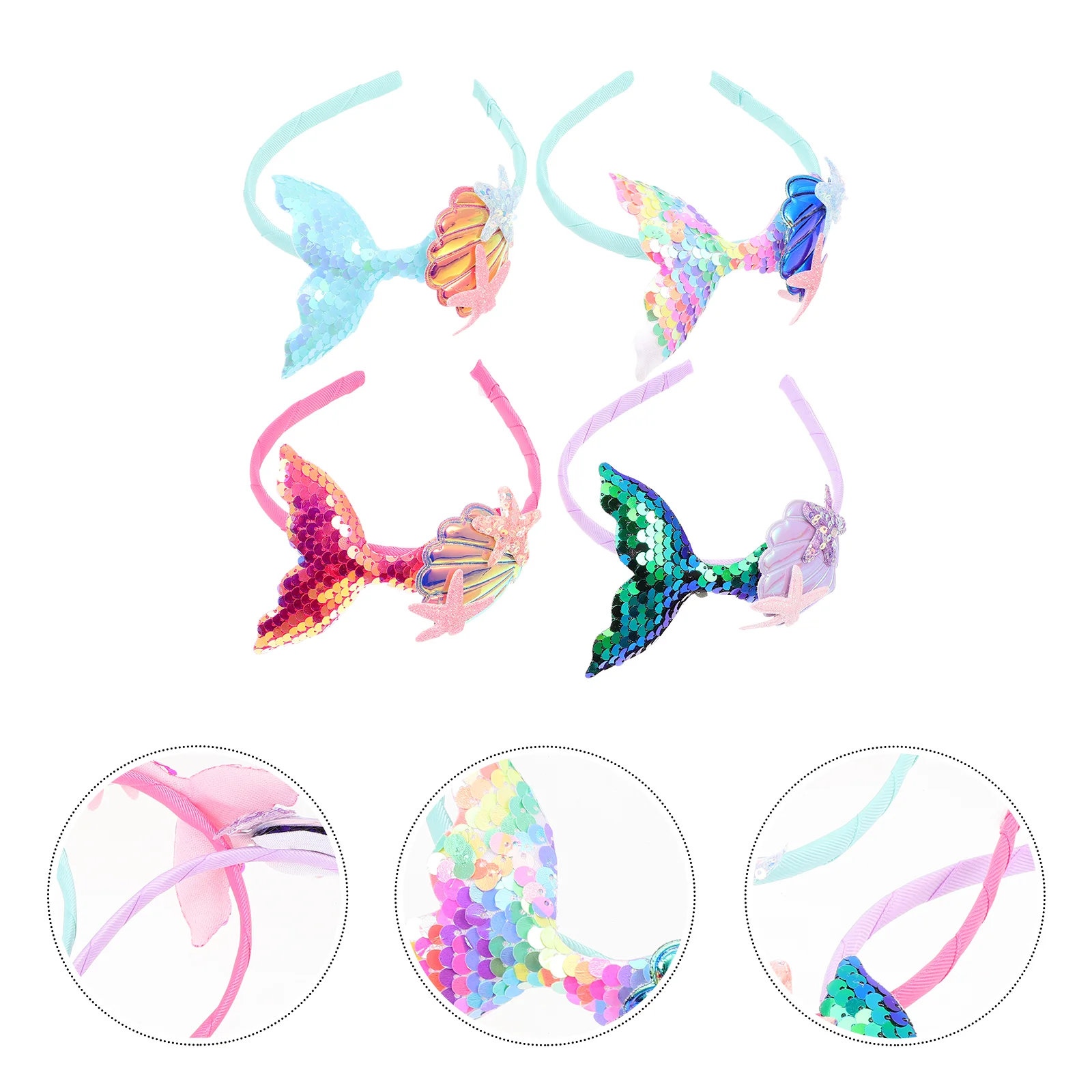 

4 Pcs Mermaid Headband Girls Accessories Hair Kids Costume Lovely Sequin Headdress