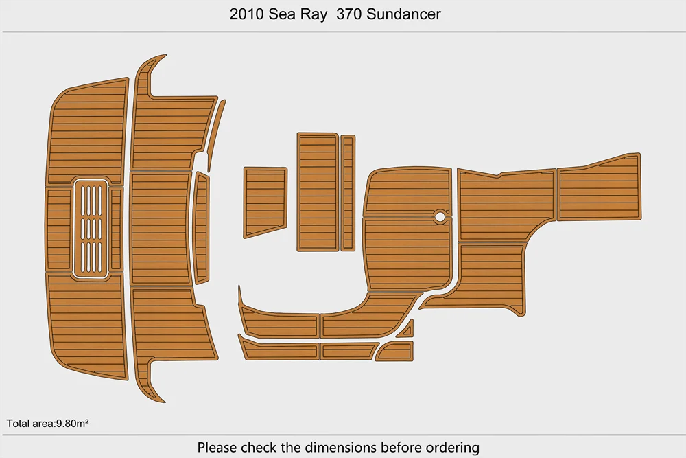 Eva foam Fuax teak seadek marine floor For 2010 Sea Ray  370 Sundancer Cockpit Swim Platform 1/4