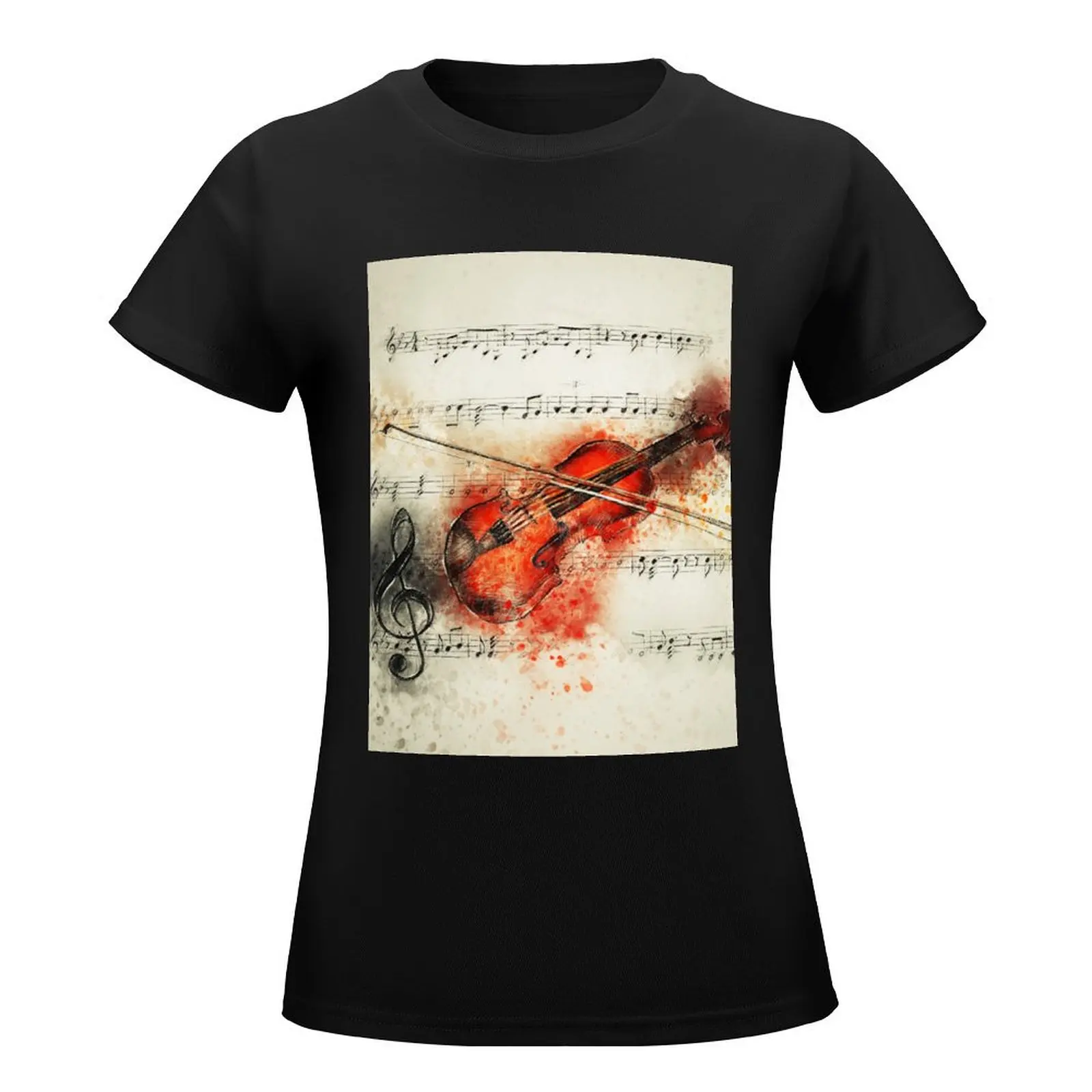 violin Artistic artwork T-Shirt lady clothes customs design your own tees cute tops designer clothes Women luxury